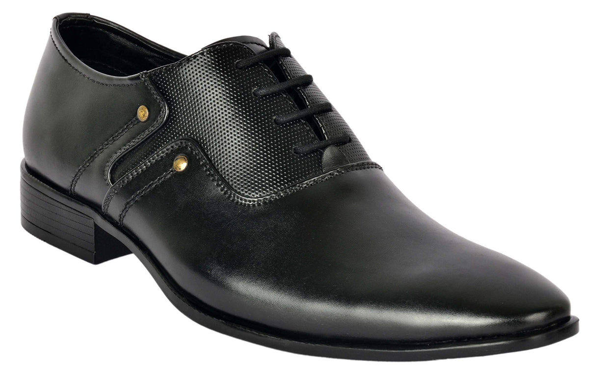AADI Mens Black Synthetic Leather Derby Party Formal Shoes 9