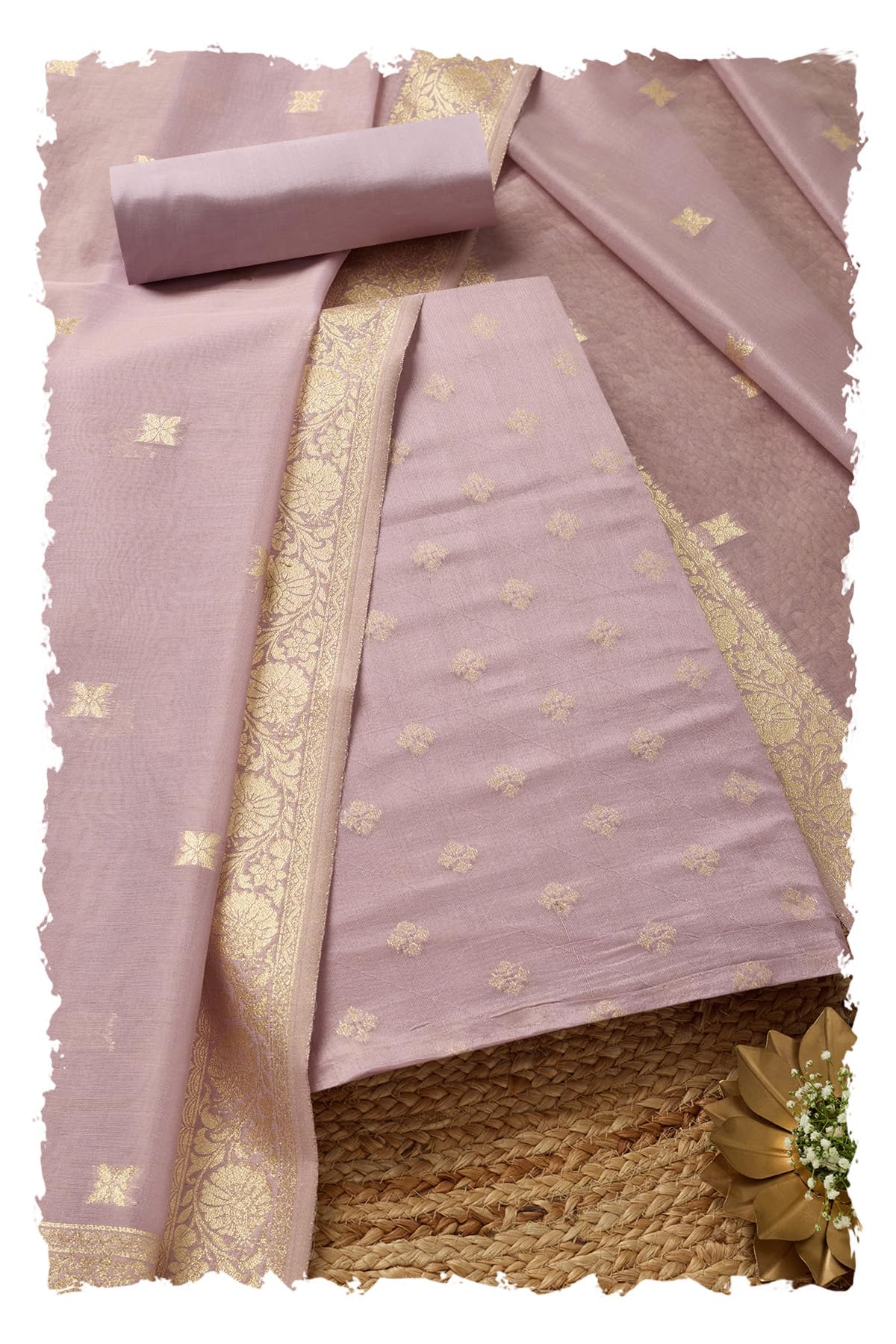 Soch Women Tissue Shimmer Woven Design Unstitched Dress Material with Sequins