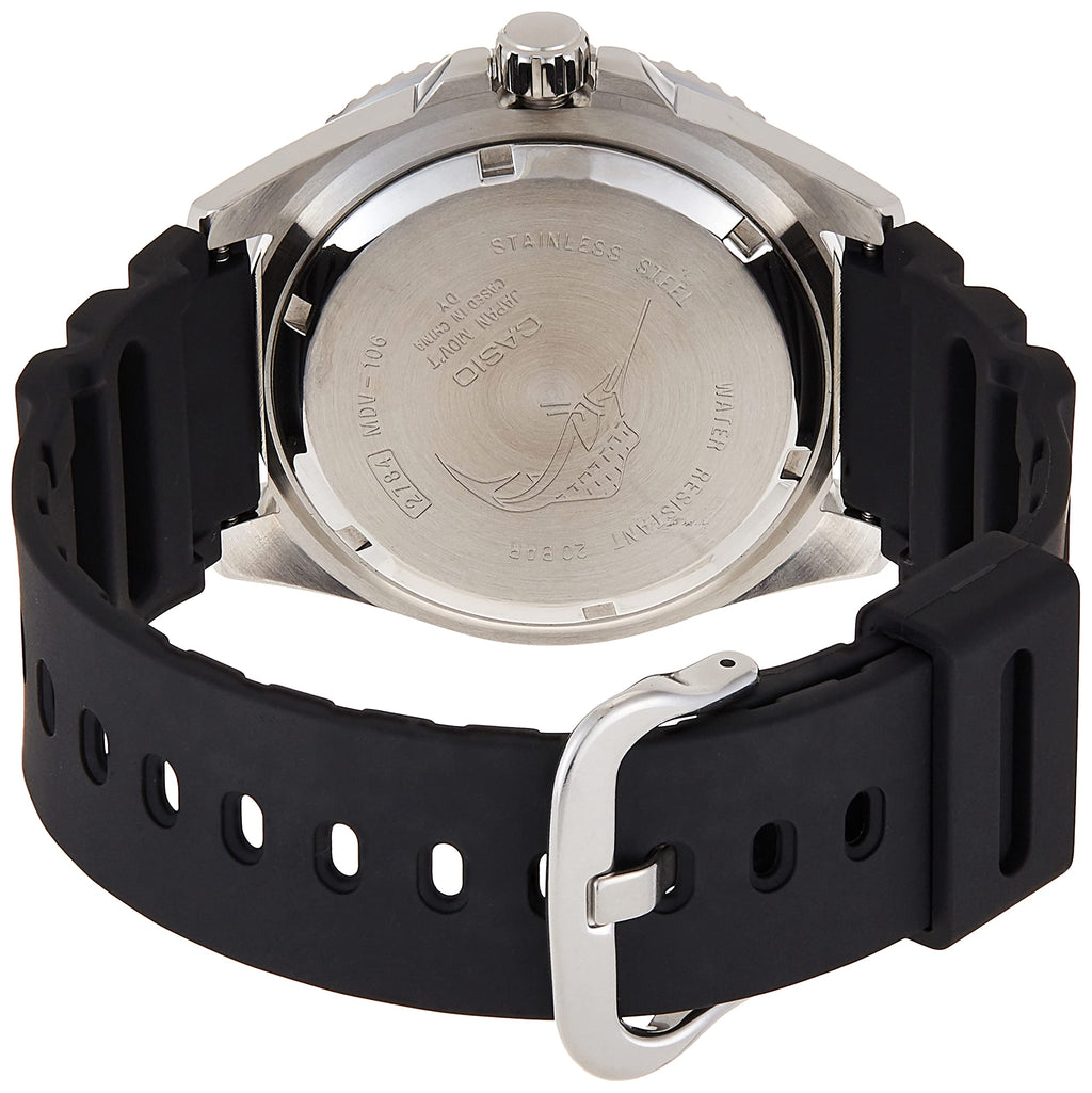 casio Mens Stainless Steel Quartz Sport Watch with Resin Strap, Black, 26 (Model: MDV-106B-1A3VcF)