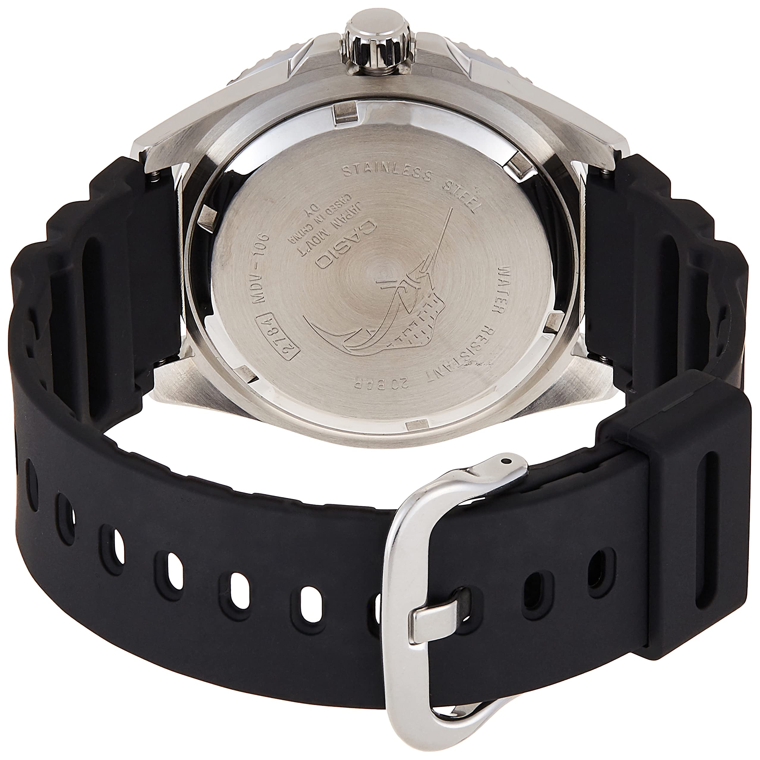 casio Mens Stainless Steel Quartz Sport Watch with Resin Strap, Black, 26 (Model: MDV-106B-1A3VcF)