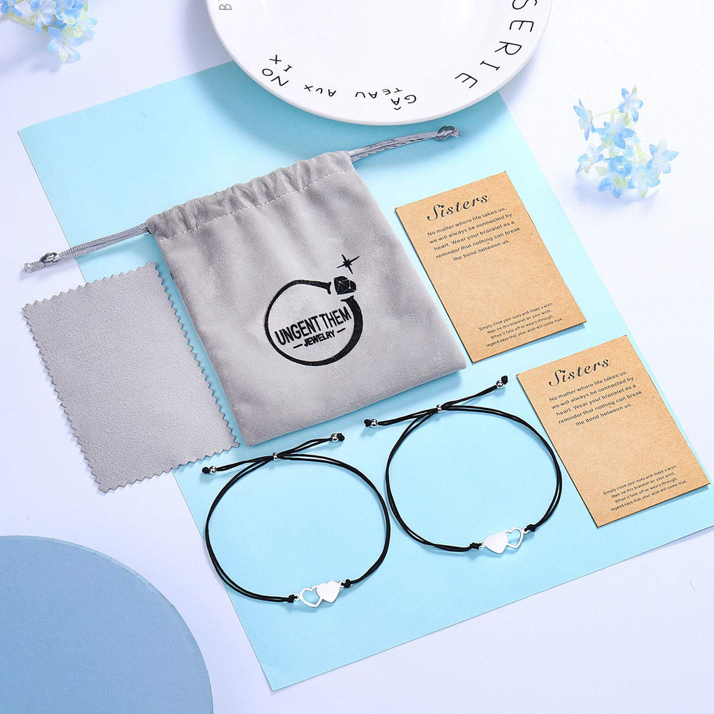 UNGENT THEM Sisters Gifts from Sister Best Friend Friendship Bracelets for 2 Birthday Christmas Valentines Day Gifts for Little