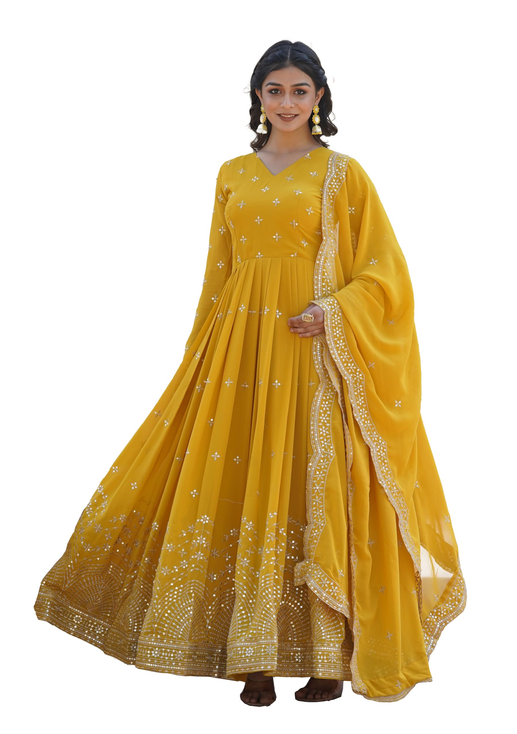 Wedani Georgette Anarkali Kurta Set with Dupatta For women