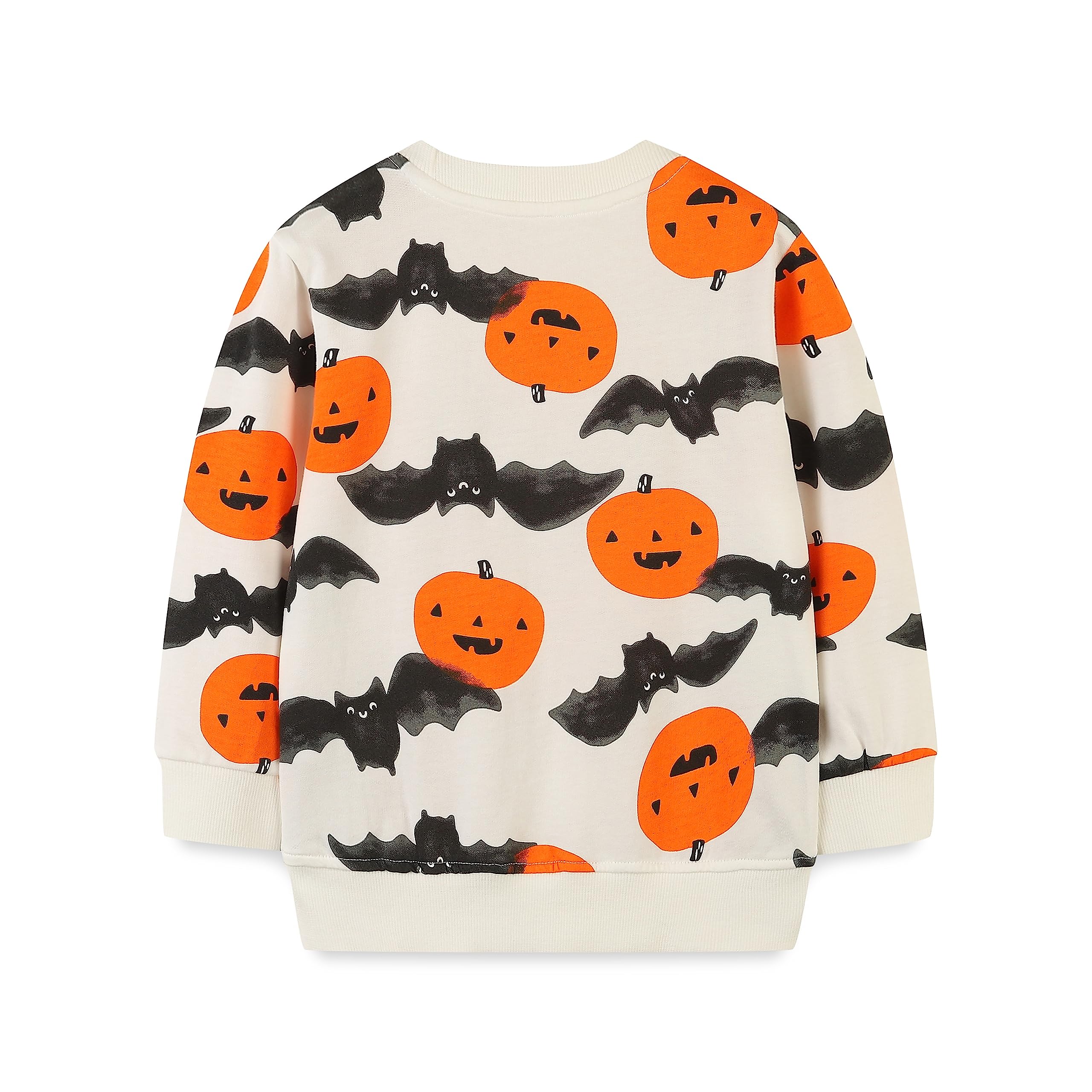 HILEELANG Toddler Boy Sweatshirts Halloween Pumpkin Bat Graphic Crewneck Pullover Cotton