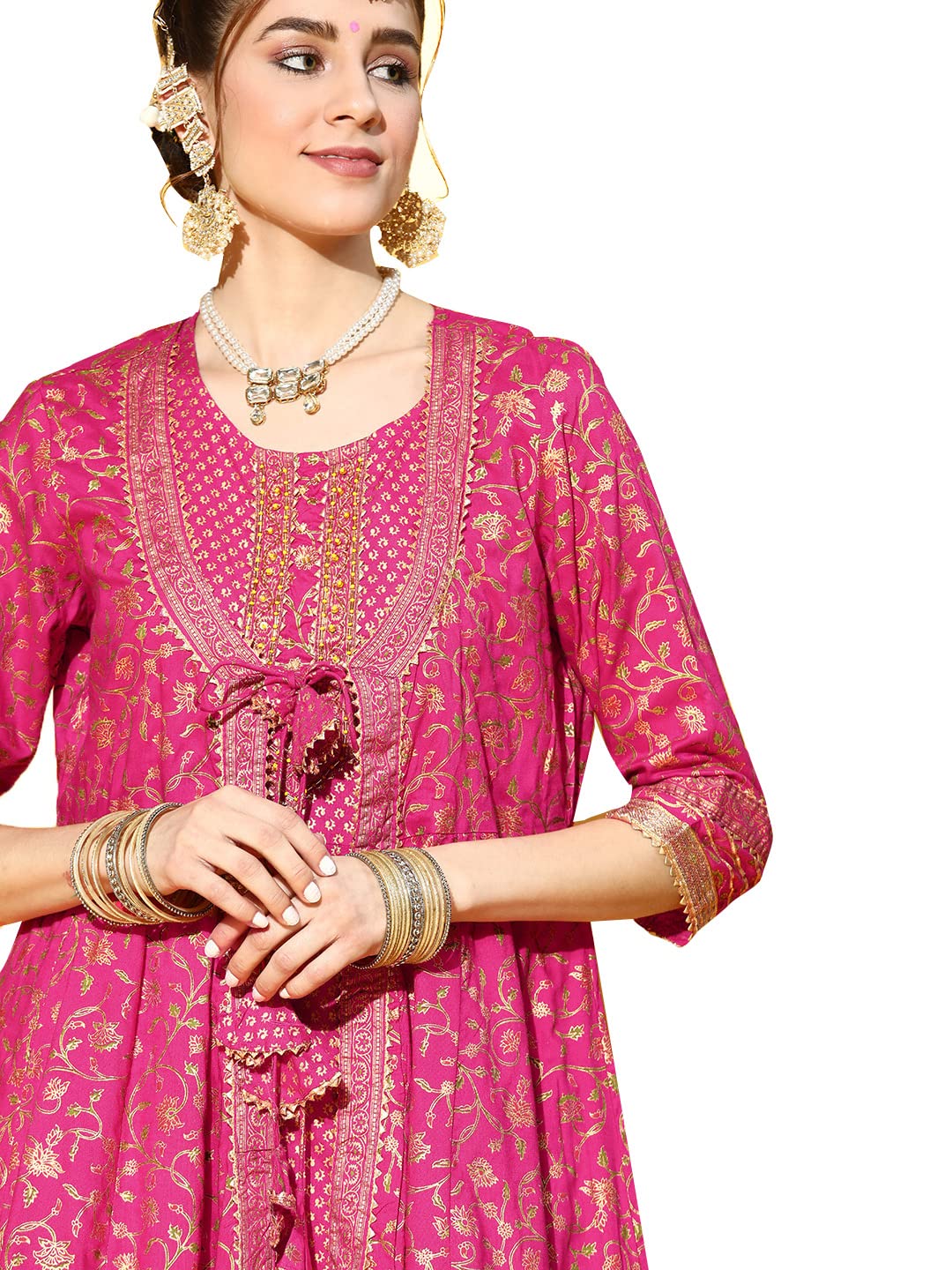 Ishin Women'S Viscose Rayon Embellished Green Embroidered Straight Kurta