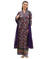 Libas WomenS Cotton Blend Kurta Set (400277Ir_Purple