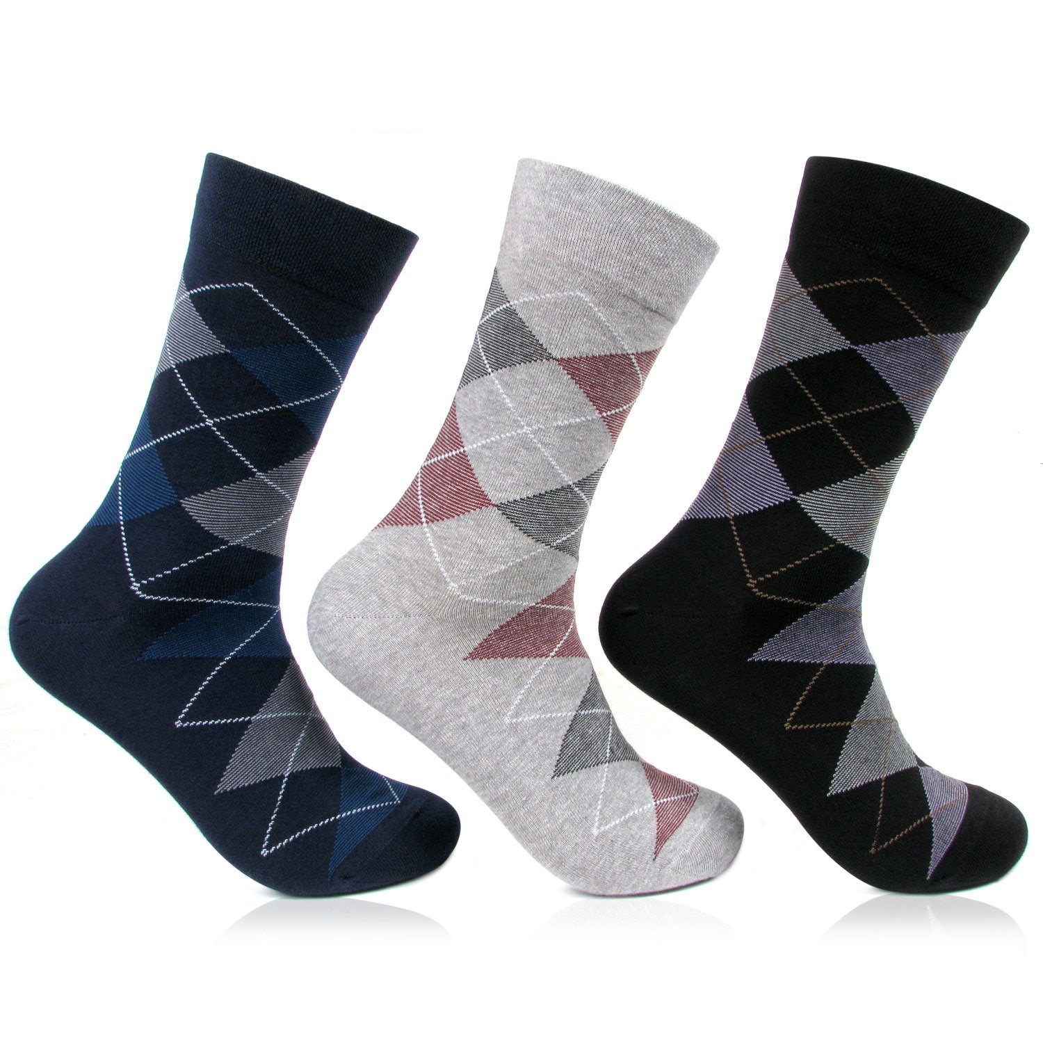 Bonjour Men Calf Length Cotton Socks, 3 Count, Multicolour