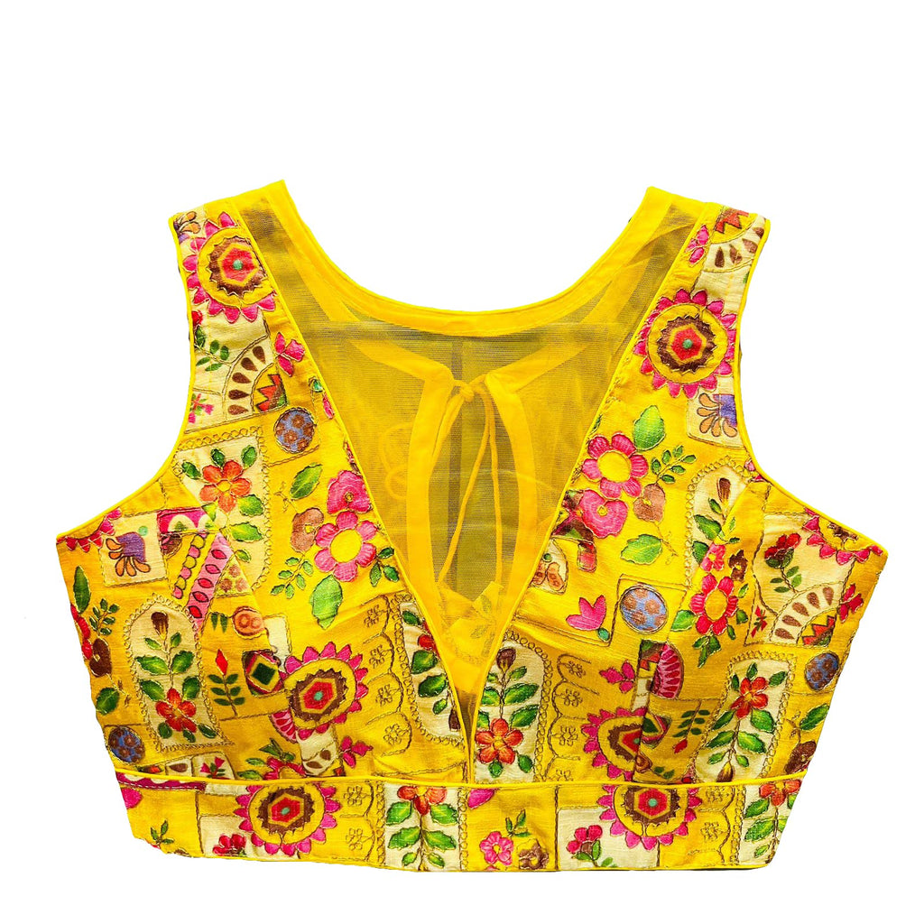 Vihu Fashion Womens Phanotm Silk Floral Sleeveless Saree Blouse