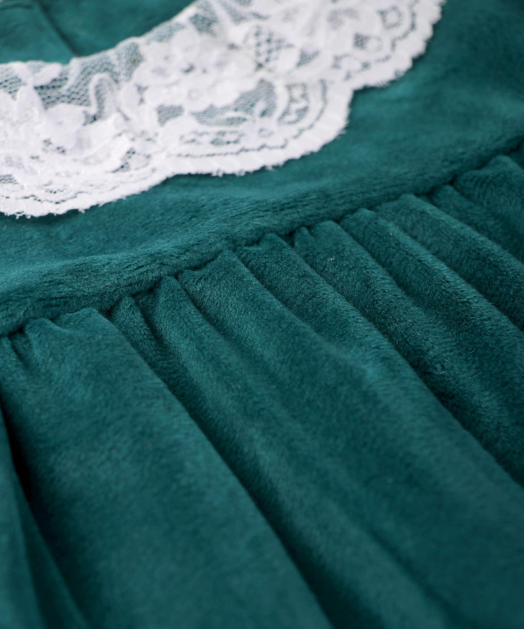 Beebay Kids Girls Lace Detailed Velvet A-Line Drrss Green