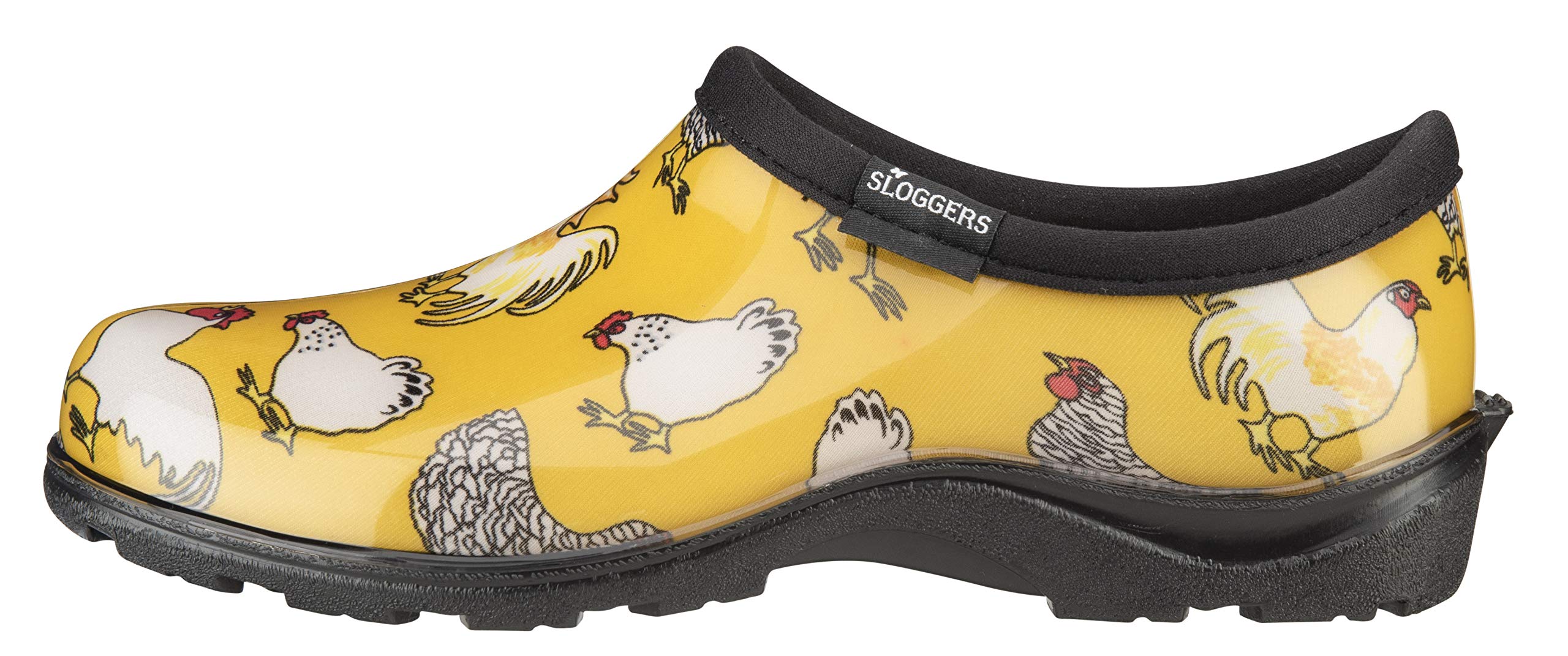 Sloggers Waterproof Garden Shoe for Women - Outdoor Slip On Rain and Garden Clogs with Premium Comfort Insole, (Chickens Daffodi