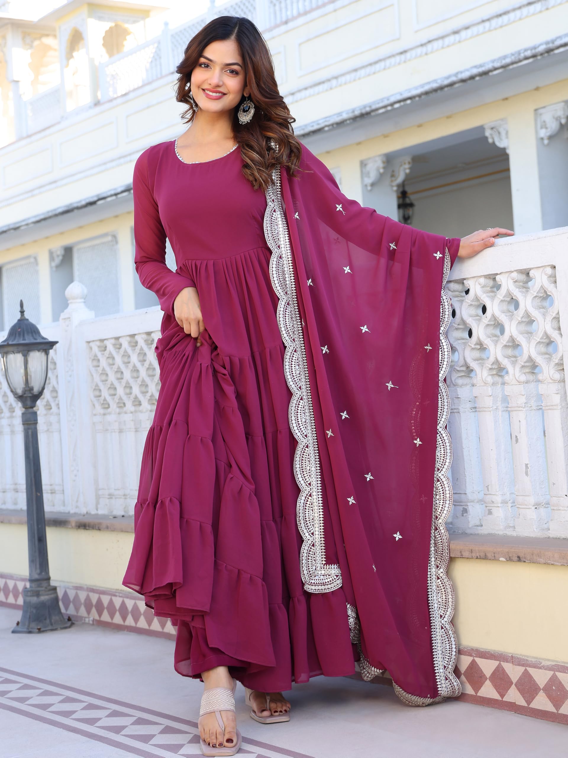 Wedani Georgette Sequins Work Anarkali Kurta Set for Women