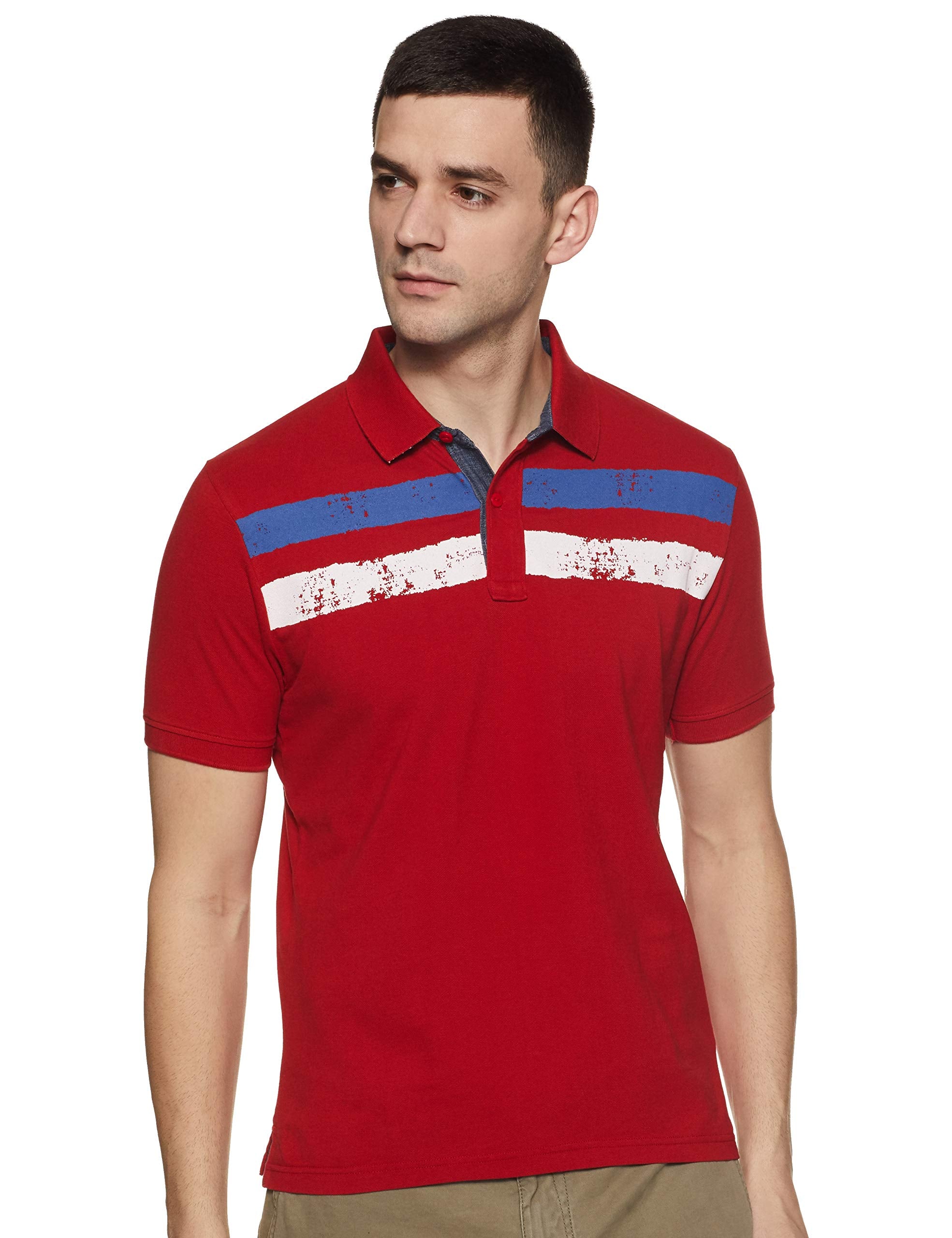Pepe Jeans MenS Striped Regular Fit Polo (Pm541447_Red S)