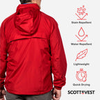 SCOTTeVEST Pack Windbreaker Jacket for Men - 19 Hidden Pockets - Lightweight Water Repellent Coat for Travel & More (Black, Larg