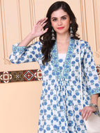 Ishin Women White Cotton 60X60 Kurta Set Without Duppatta