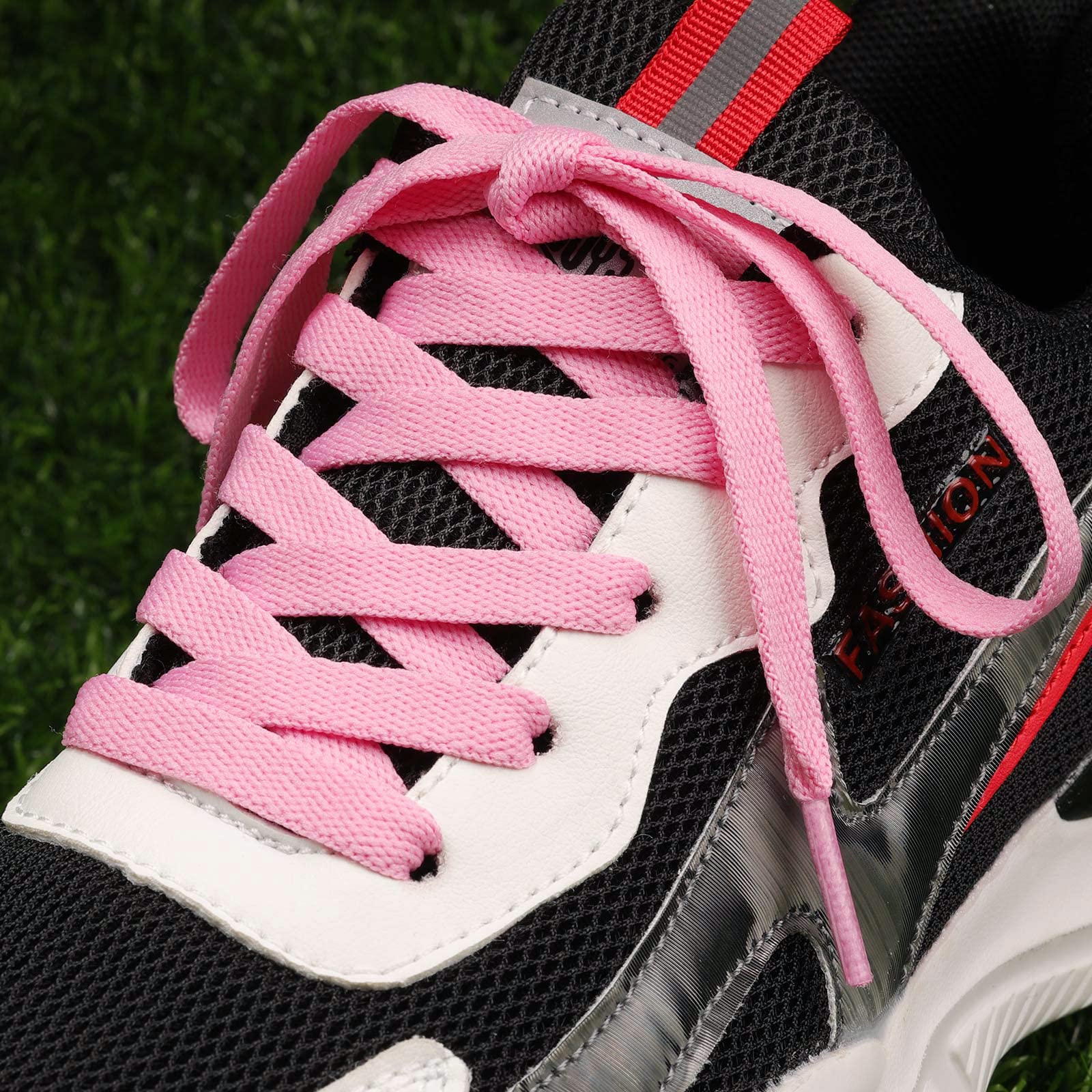 Puzeam Upgrade Tight Weave Flat Shoelaces 28 Colors 5/16 Wide Shoe Laces for Sneakers-Pink-150