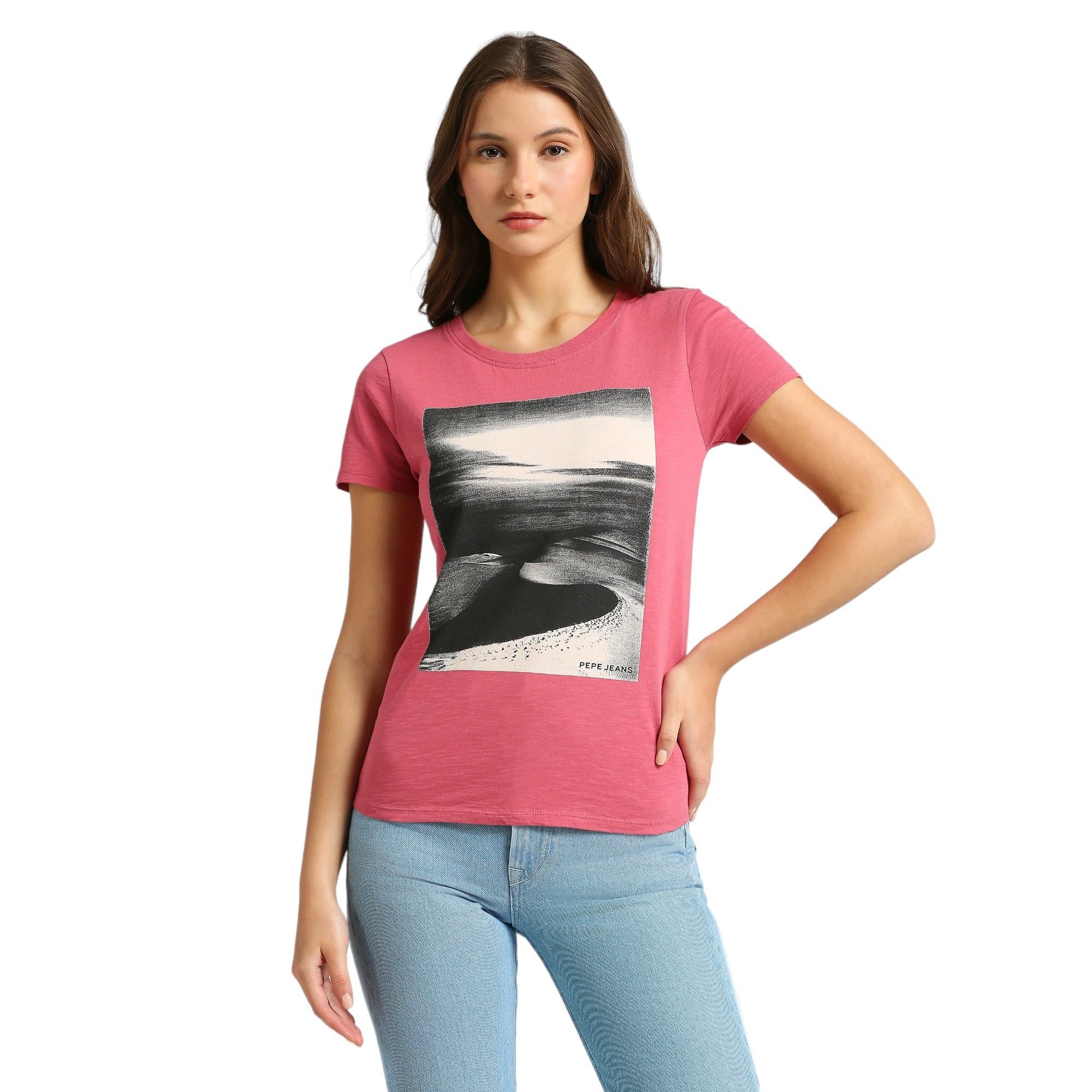 Pepe Jeans WomenS Regular Fit T-Shirt (Pl505923_English Rose Pink