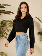 RARE Womens Solid Regular Fit Shirt (EP8089A_Black