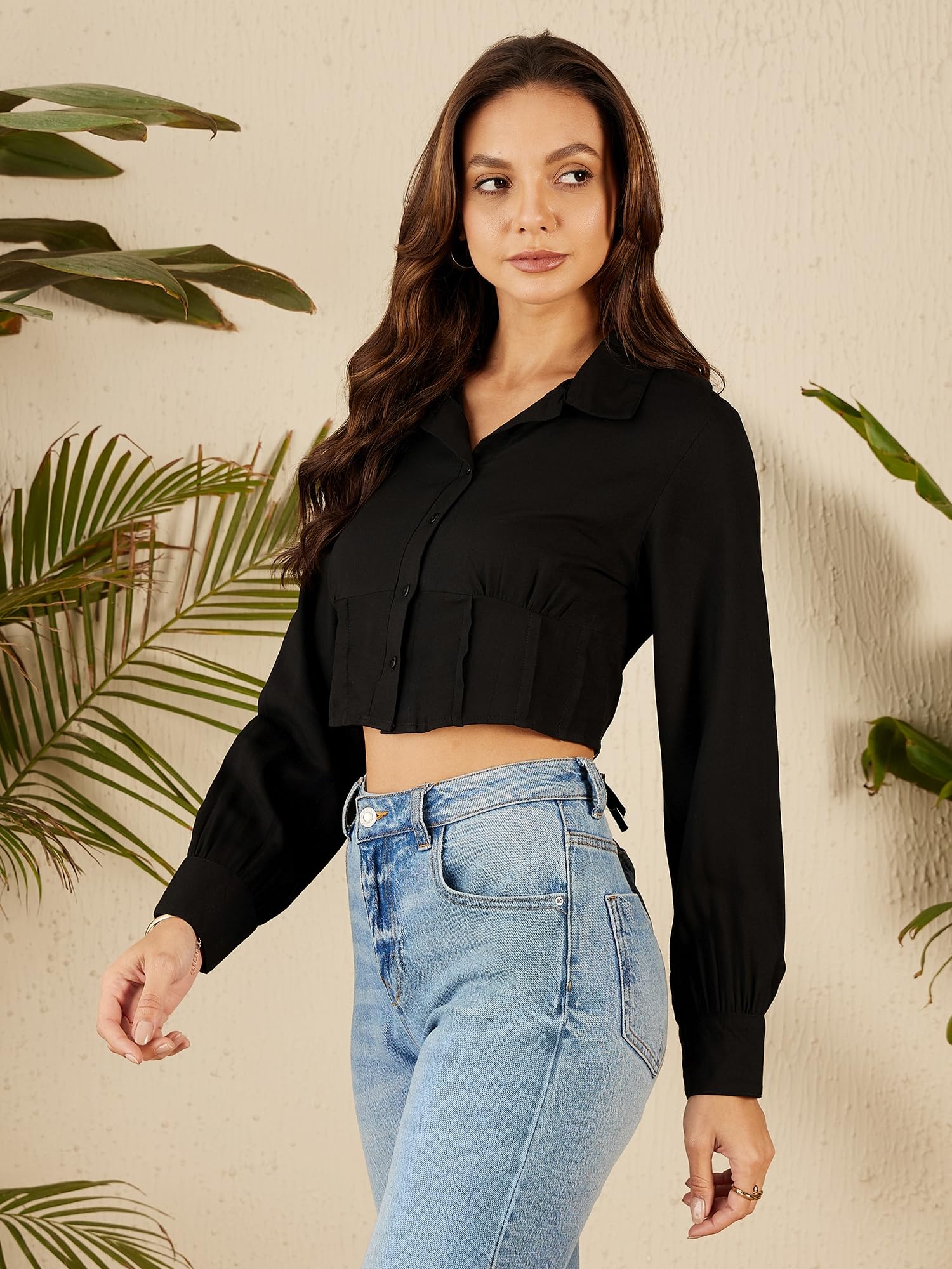 RARE Womens Solid Regular Fit Shirt (EP8089A_Black