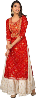 Gosriki Women'S Red Color Rayon Straight Kurti Plazzo Dupatta Set (Molly Red_Xxl)