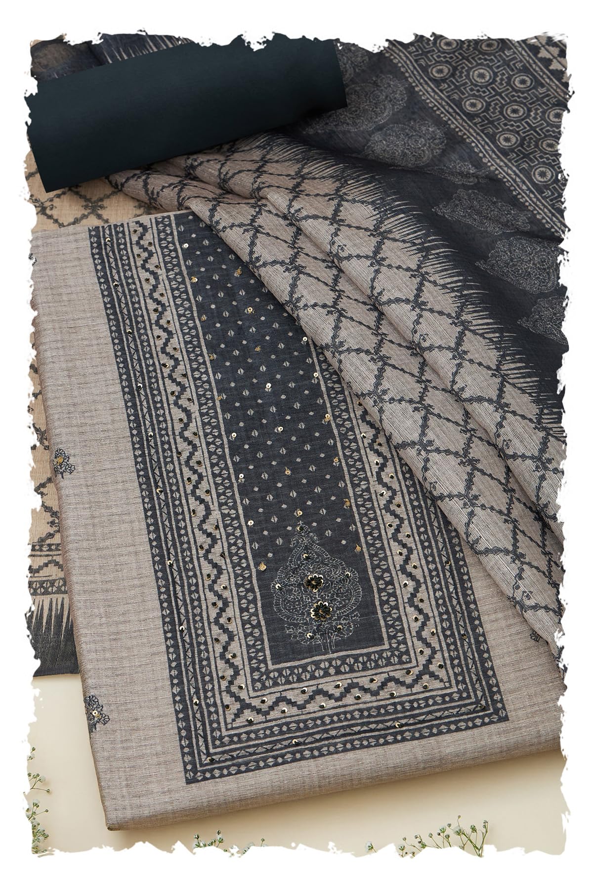 Soch Women Tussar Ethnic Motifs Unstitch Dress Material with Sequins