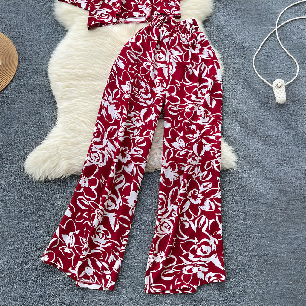 Gufrina Women For Co Ord Set|| Oversize Shirt|Shirt Collar Top| Flora Co-Ord Set For Women Print|Button-Down Casual Wear For Wom