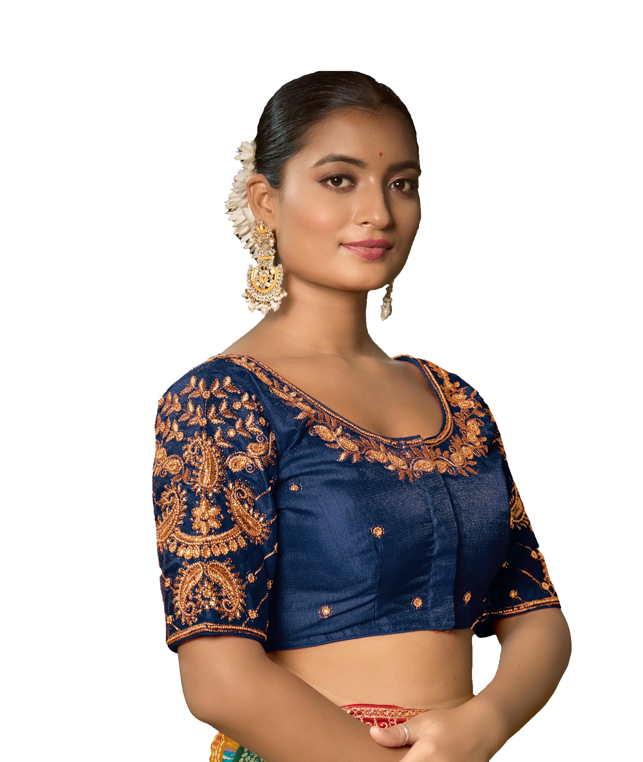 Pujia Mills WomenS Readymade Blouse Embroidery Multi Coding Maggam Work Sequence Work Indian Ethnic Designer Stitched Readymade