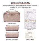 BOYATU Travel Makeup Bag for Women: Large Cosmetic Bag Set of 3 - Vegan Leather Make up Bag with Compartments - Compact Waterpro