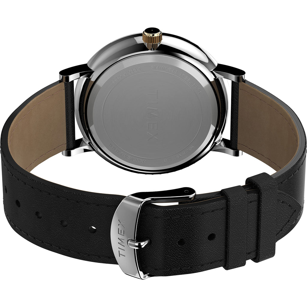 Timex Men's Southview Multifunction 41mm Watch - Silver-Tone Case Blue Dial with Black Genuine Leather Strap