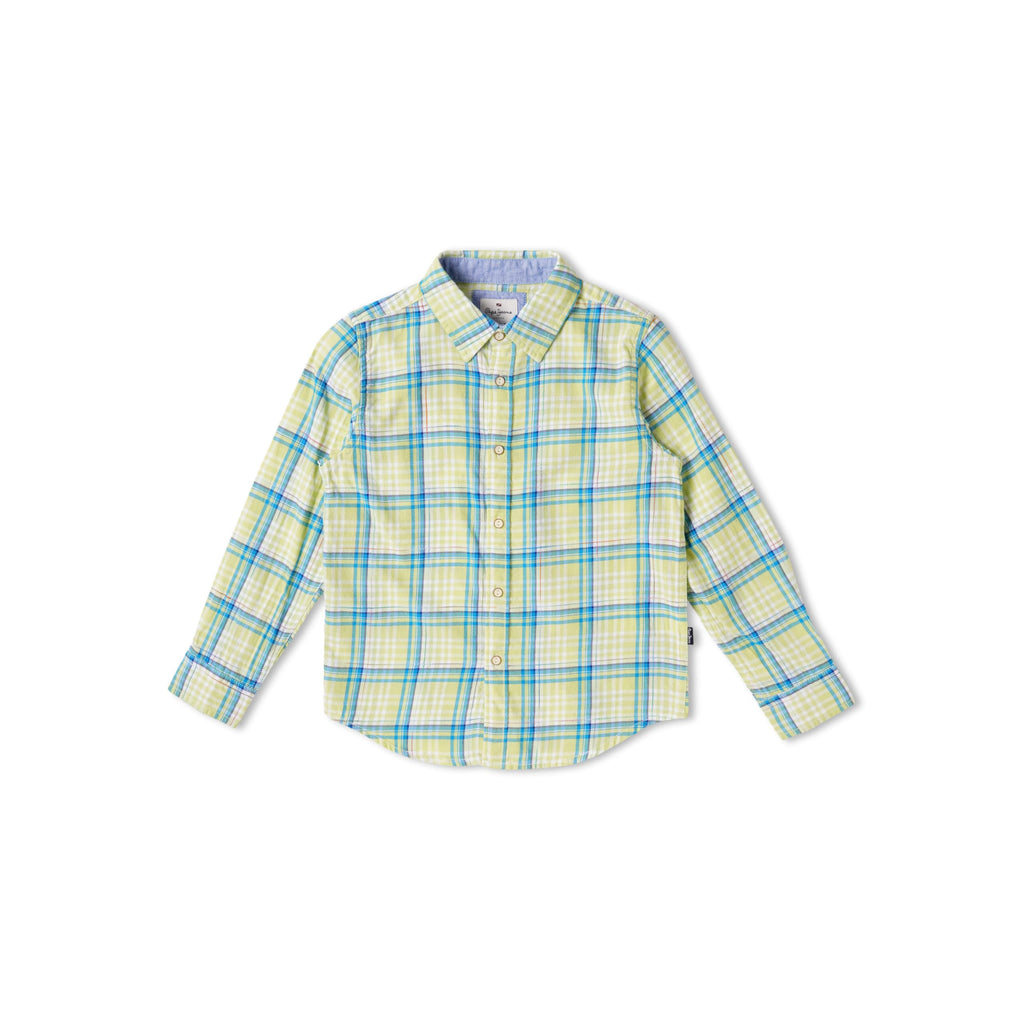 Pepe Jeans Boys Regular Fit Checked Shirts Lime Green