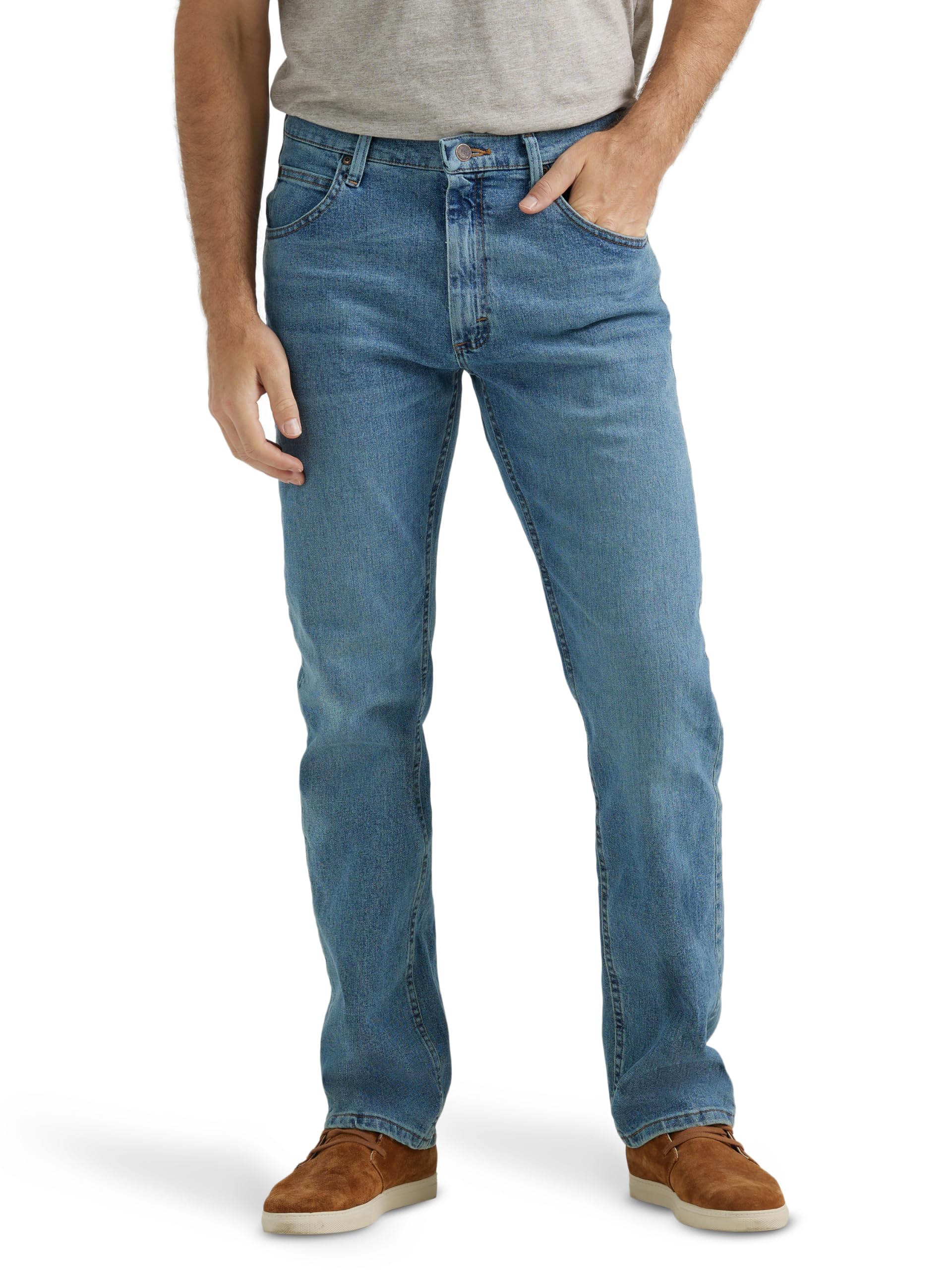 Wrangler Authentics Men's Classic 5-Pocket Regular Fit Jean, Vintage Blue Flex, 38W x 32L