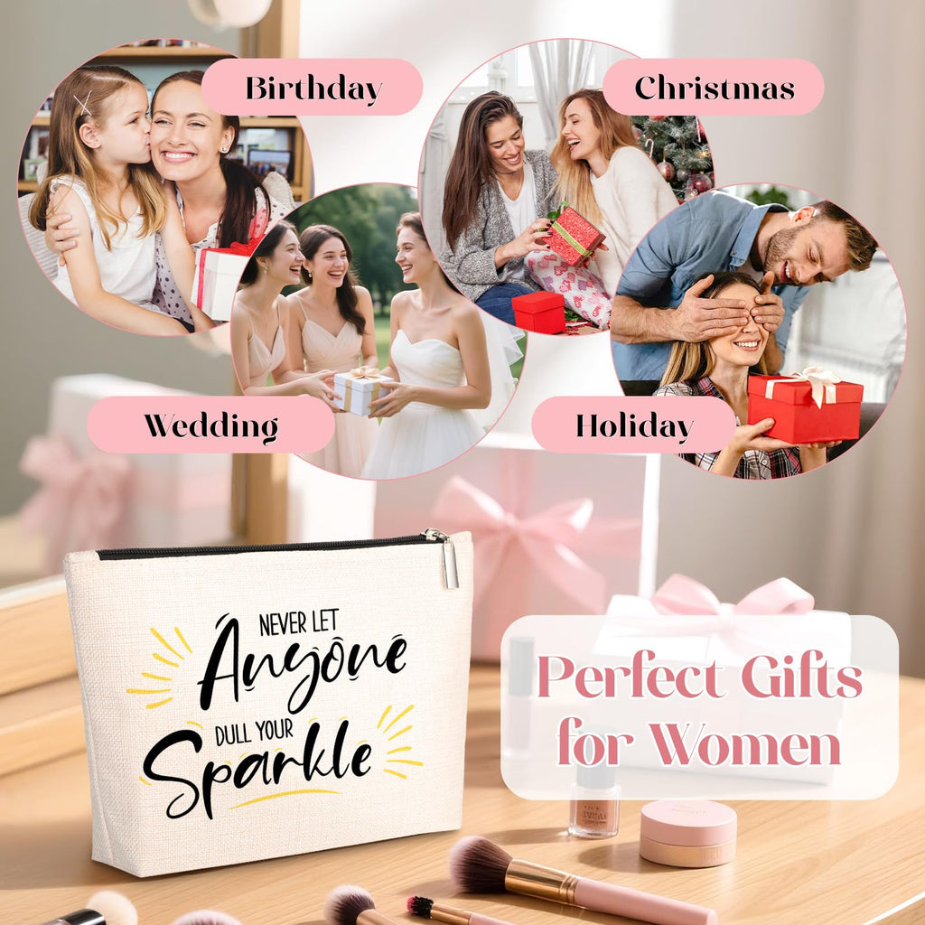 Inspirational Quote Gift for Women -Birthday Graduation Gift for Best Friend Sister -Makeup Bag Gift -Never Let Anyone Dull Your