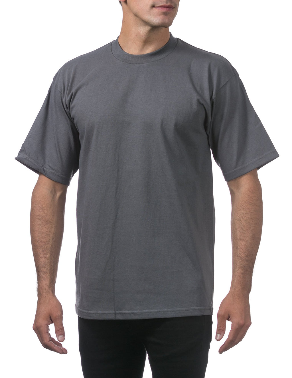 Pro Club Men's Heavyweight Cotton Short Sleeve Crew Neck T-Shirt, Graphite, Large