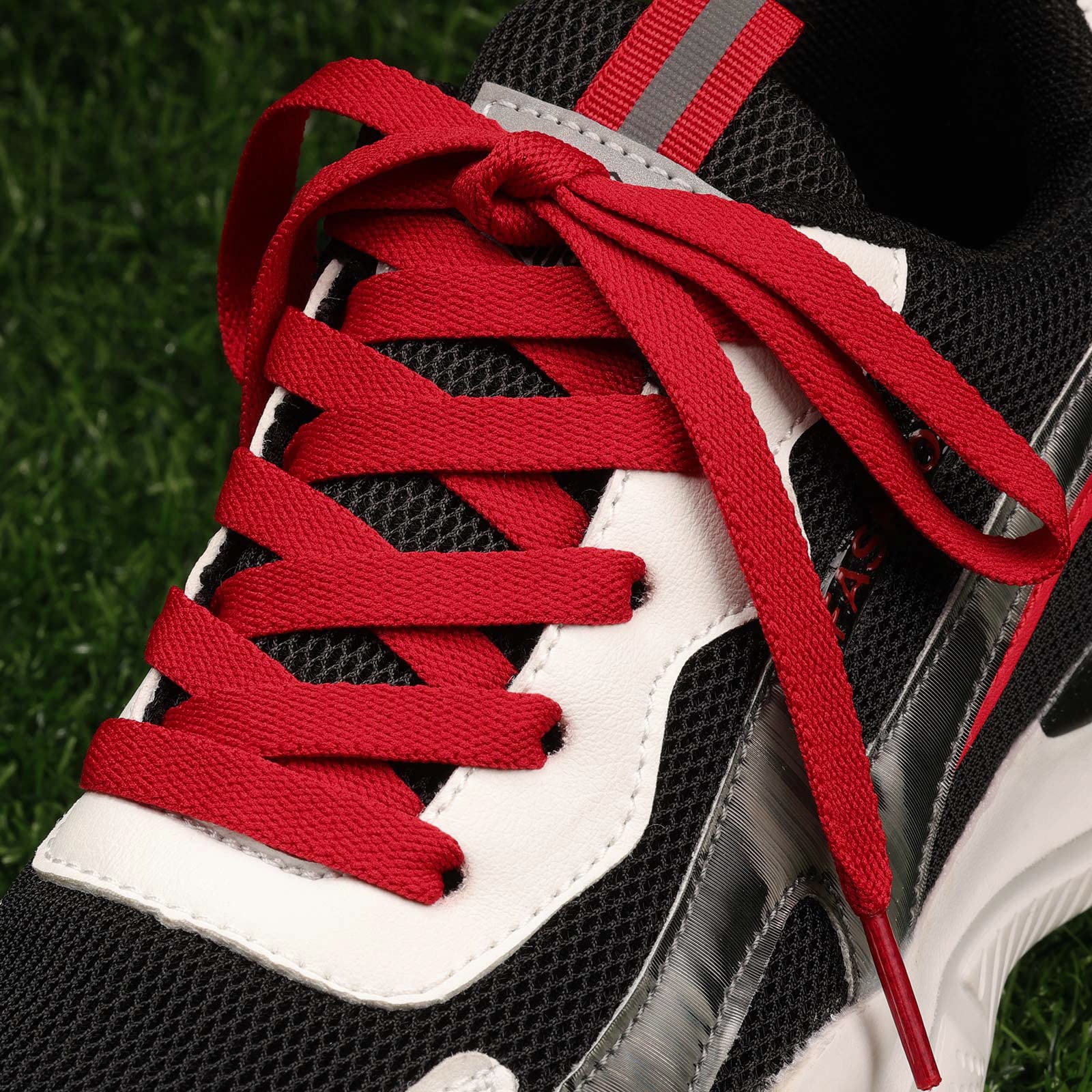 Puzeam Upgrade Tight Weave Flat Shoelaces 28 Colors 5/16 Wide Shoe Laces for Sneakers-Red-100