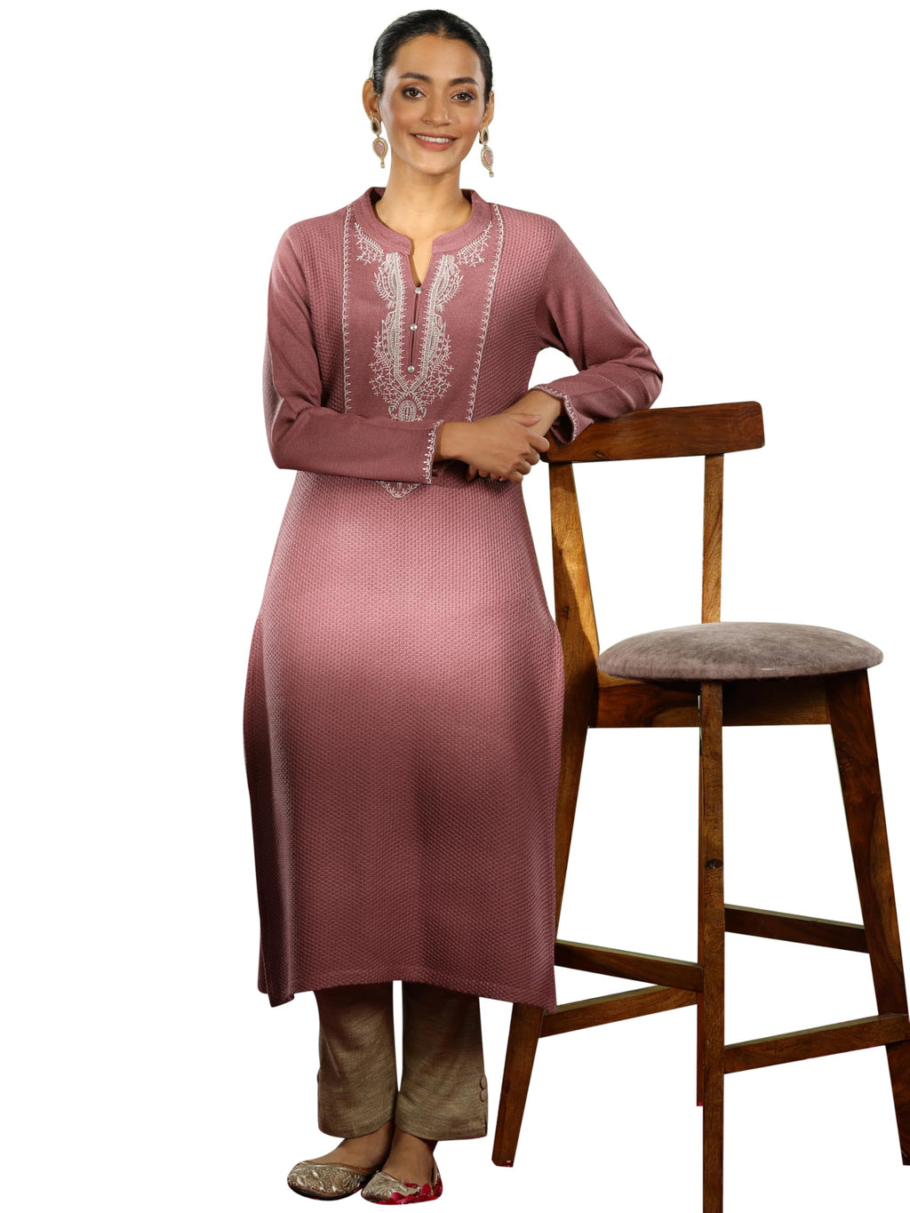 Libas Womens Yoke Design Wool Straight Kurta For Women