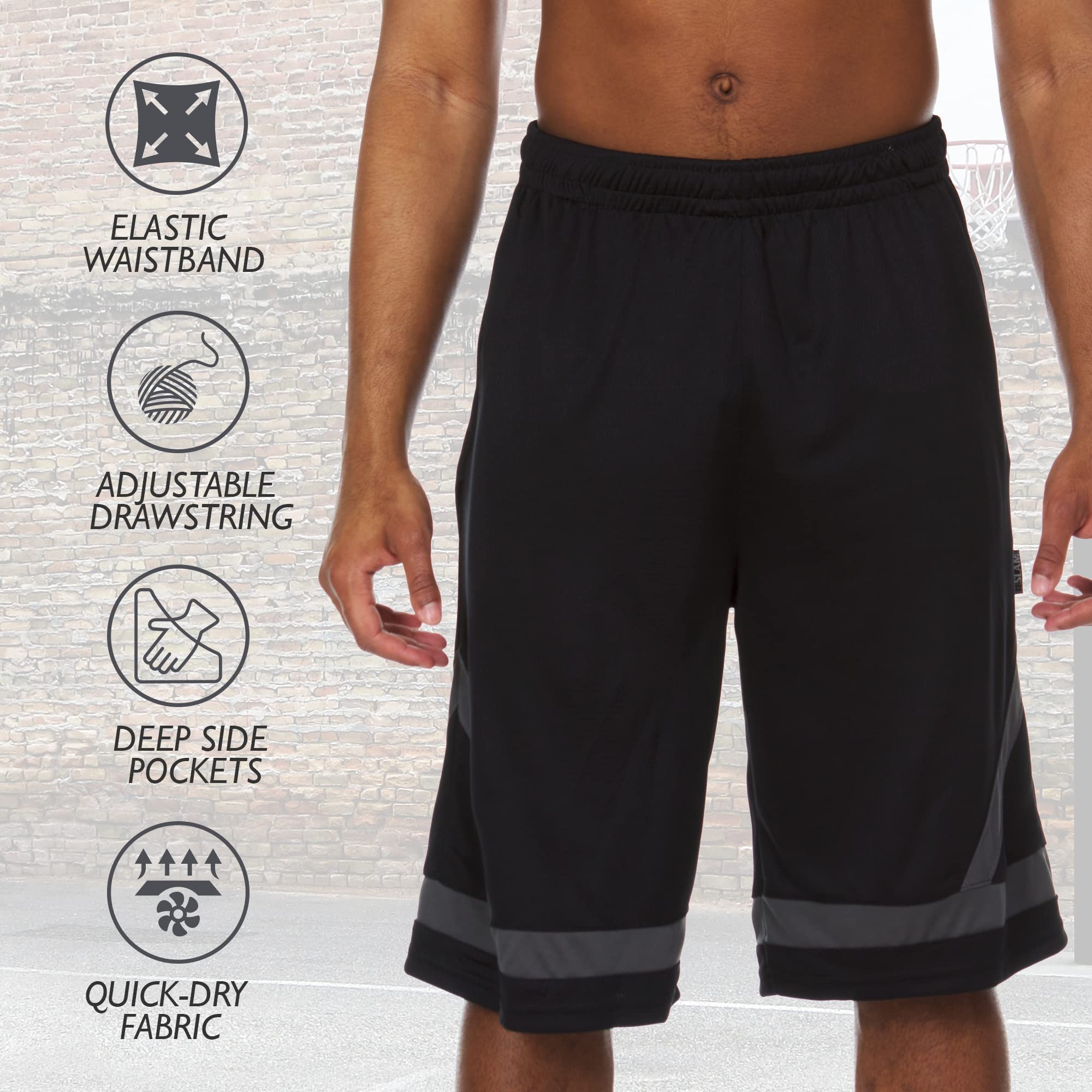 Athletic Shorts for Men - 4 Pack Men's Activewear Quick Dry Basketball Shorts - Workout, Gym, Running