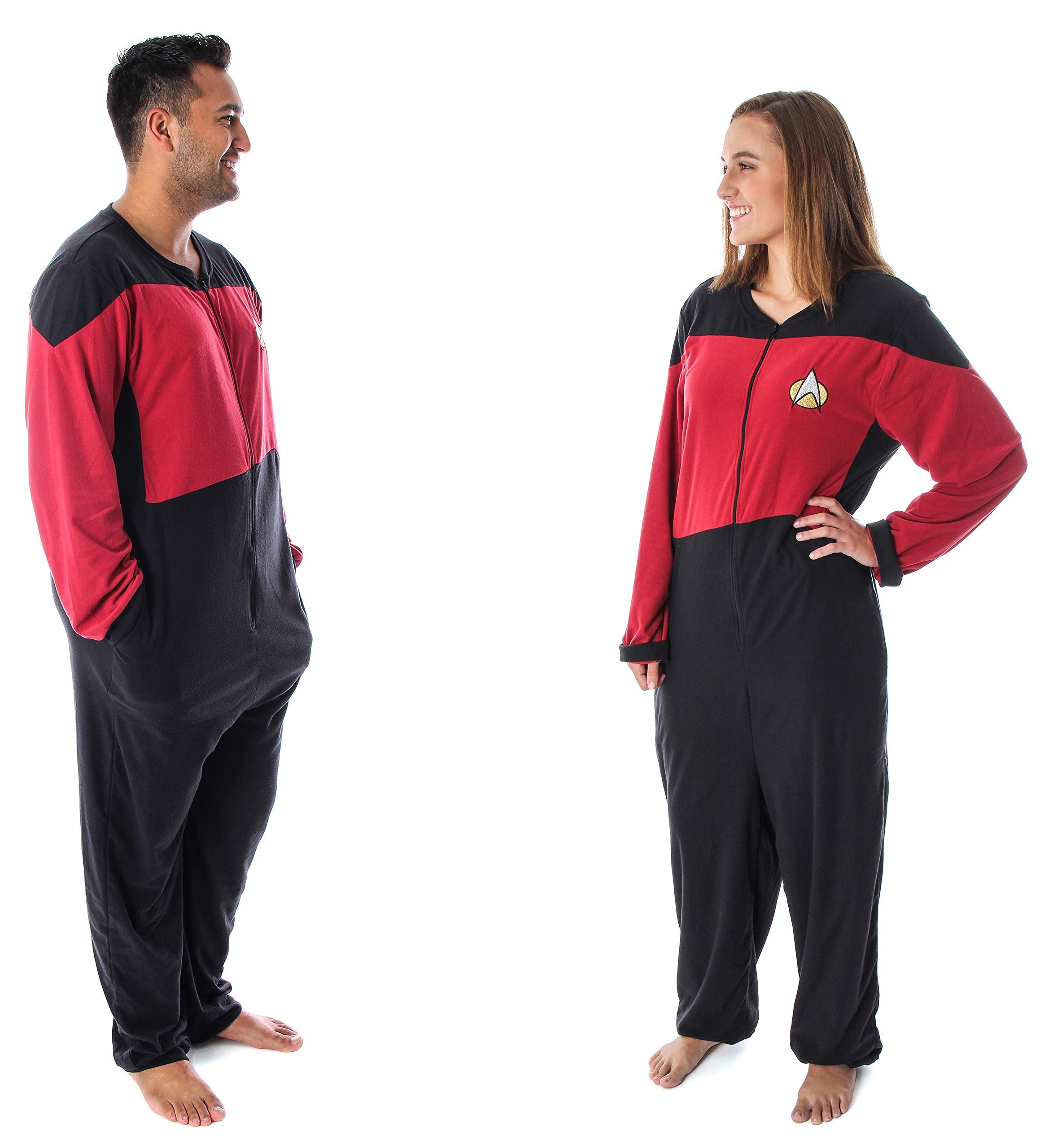INTIMO Star Trek Men's The Next Generation TNG Picard Command Uniform One Piece Costume Pajama Union Suit (L/XL)