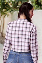 POPWINGS Casual Pure Cotton Checks Crop Shirt for Women | Stylish Western Crop Shirt for Women | Full Sleeves Crop Shirt for Wom