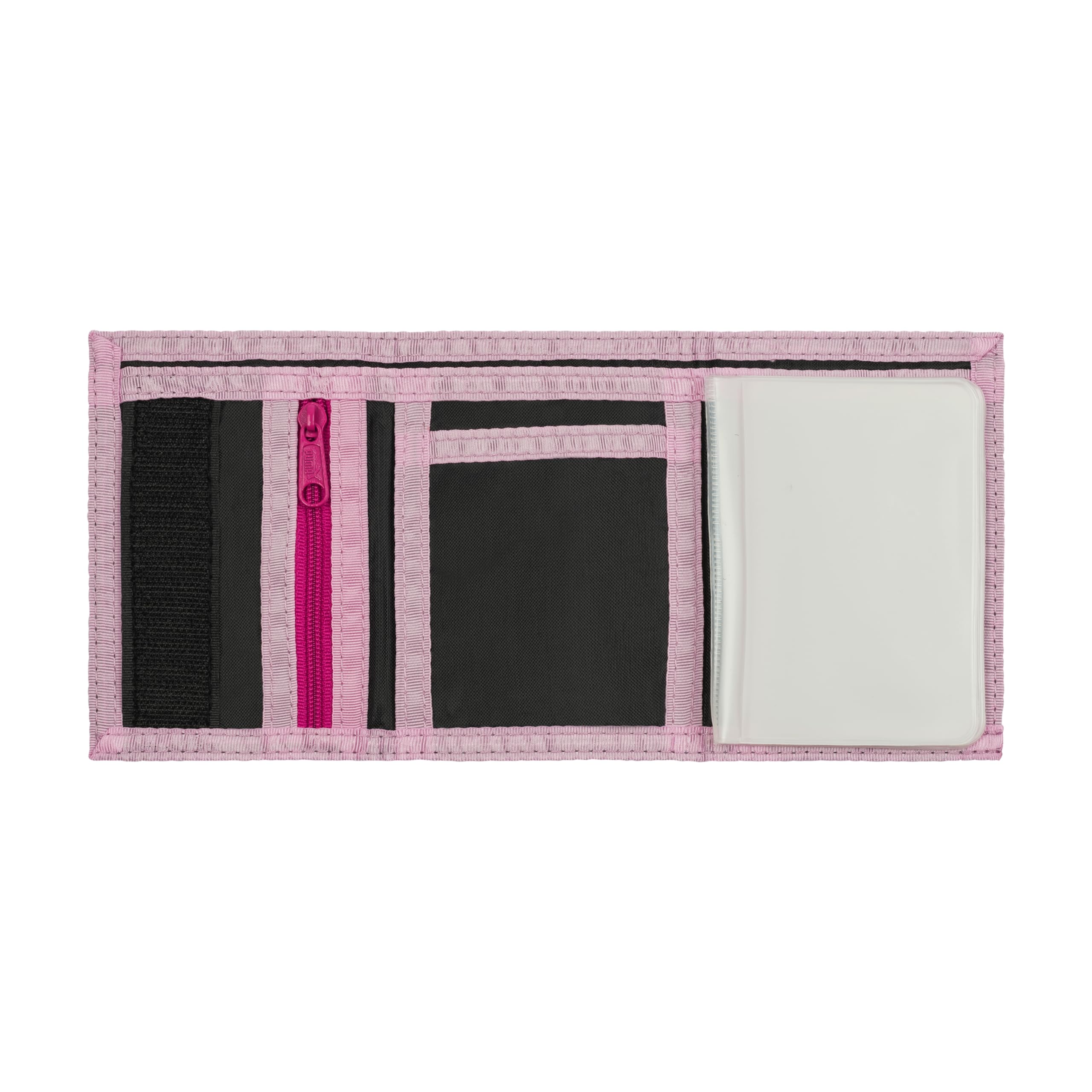 PUMA Kids' Little Rise Trifold Wallet, Black/Pink, One Size