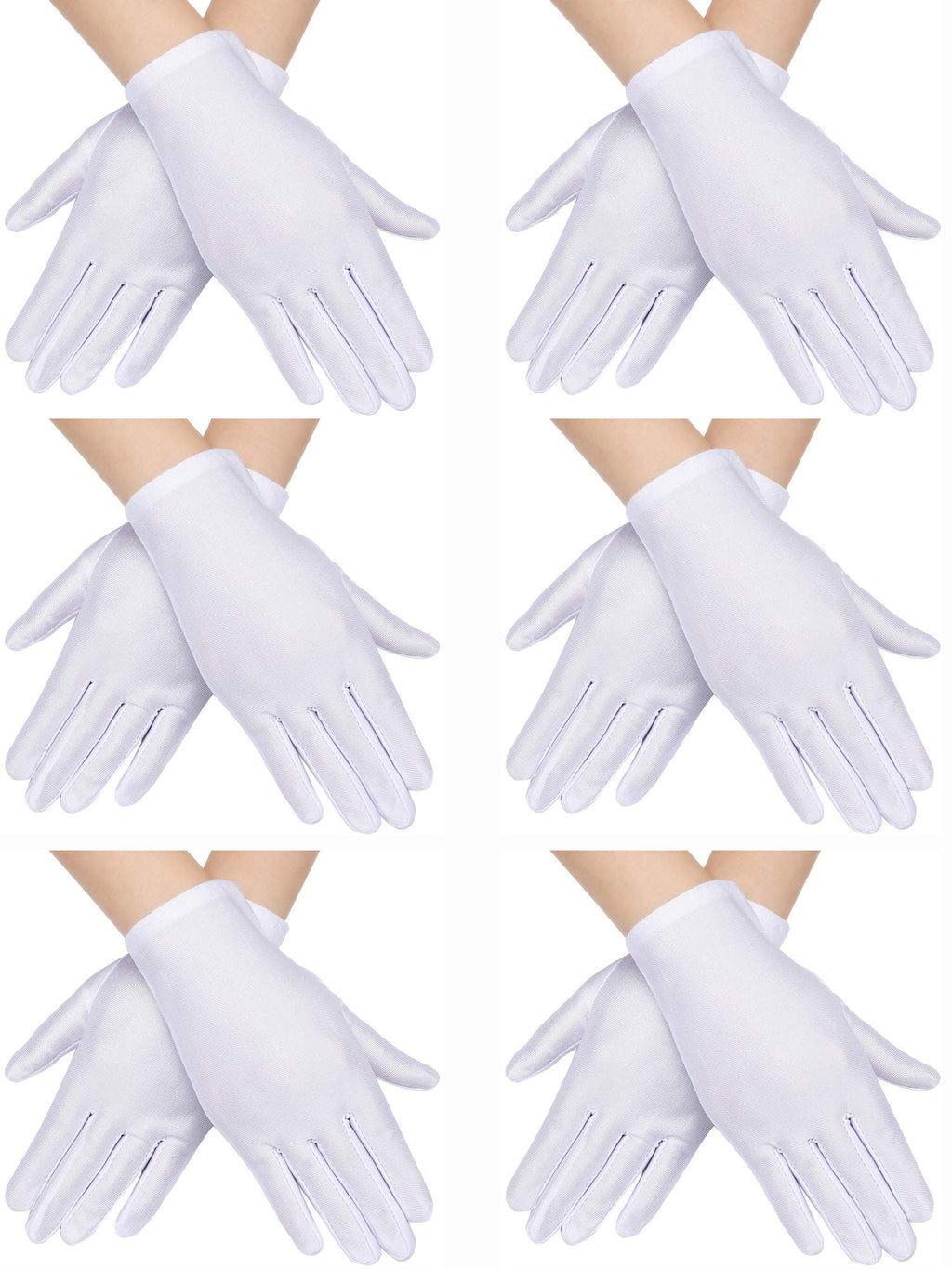 SATINIOR 6 Pairs Black White Kid Costume Glove Short Cosplay Glove Girl Boy Dress up for Halloween Party Opera Accessories