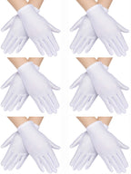 SATINIOR 6 Pairs Black White Kid Costume Glove Short Cosplay Glove Girl Boy Dress up for Halloween Party Opera Accessories