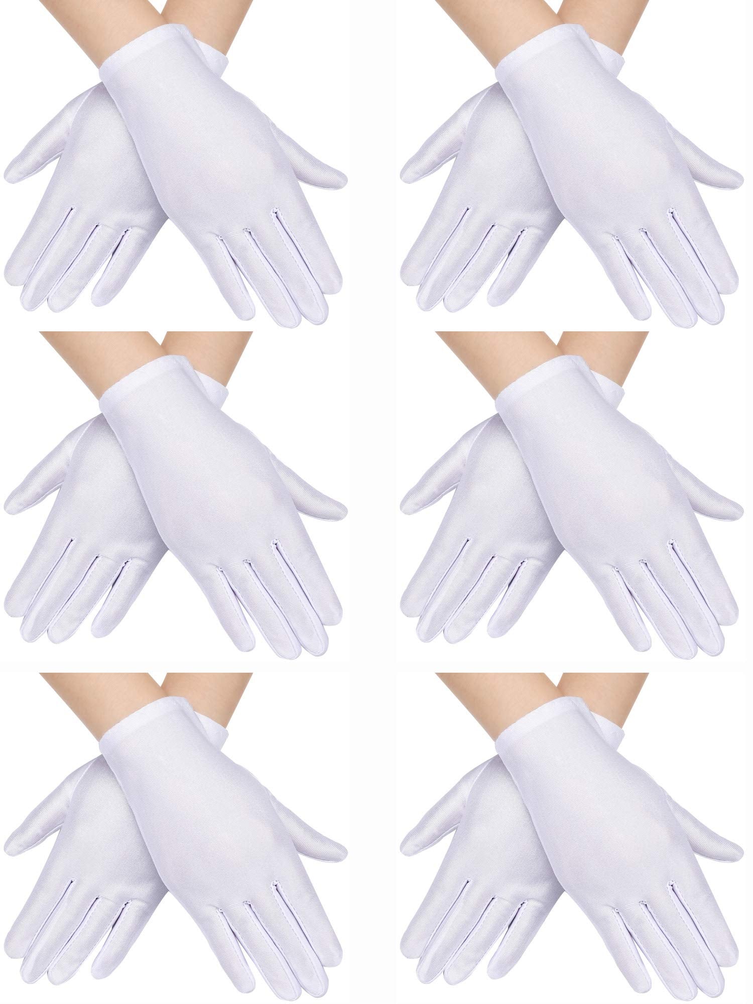 SATINIOR 6 Pairs Black White Kid Costume Glove Short Cosplay Glove Girl Boy Dress up for Halloween Party Opera Accessories