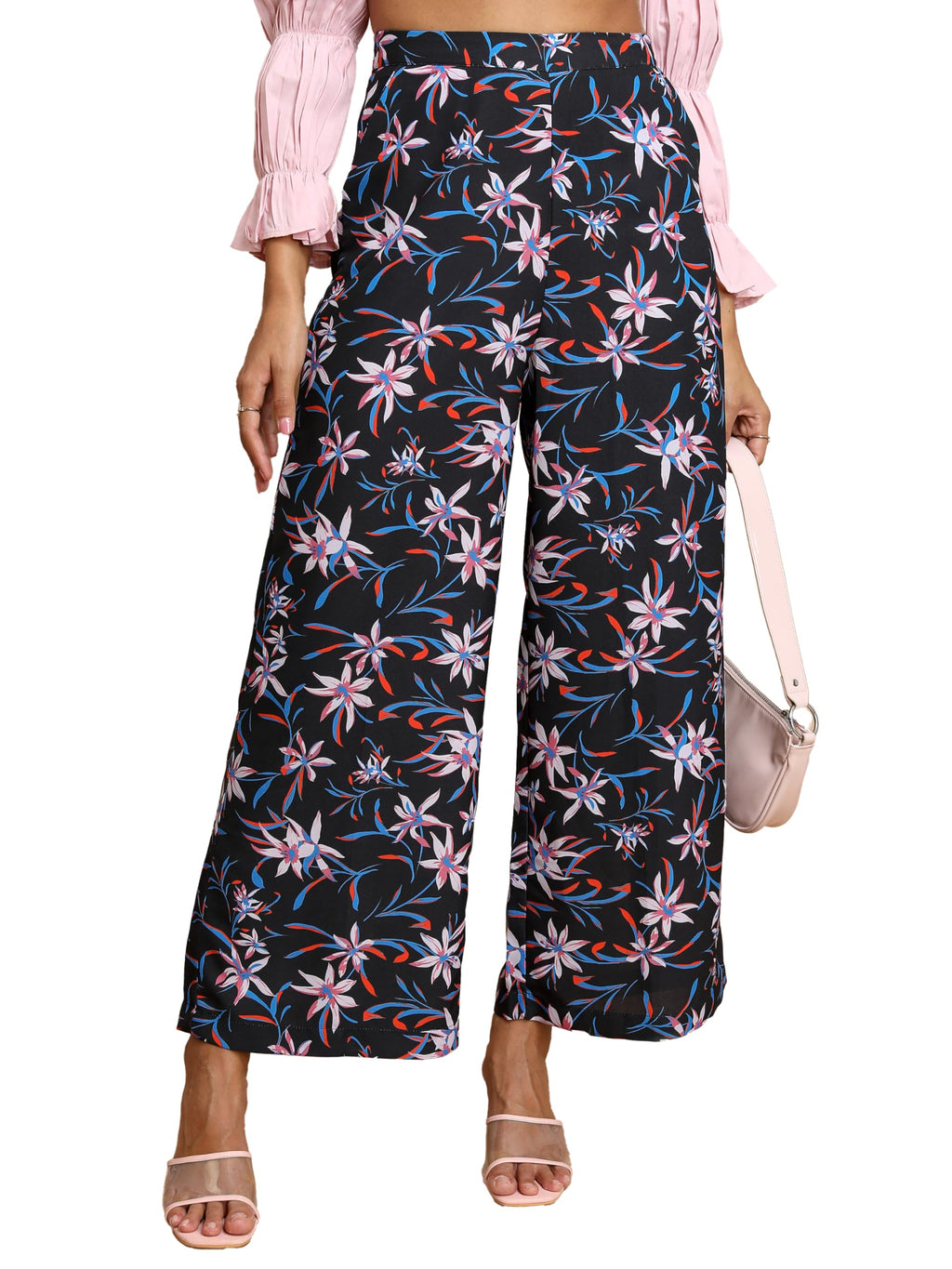 Ketch WomenS Regular Casual Pants (Khp0000003_Black/Pink/Multi
