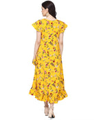 Oomph! Dress For Women Stylish| Summer Vacation Style |Floral Print Wrap Maxi |Lightweight Flared Maxi Dress For Casual & Holida