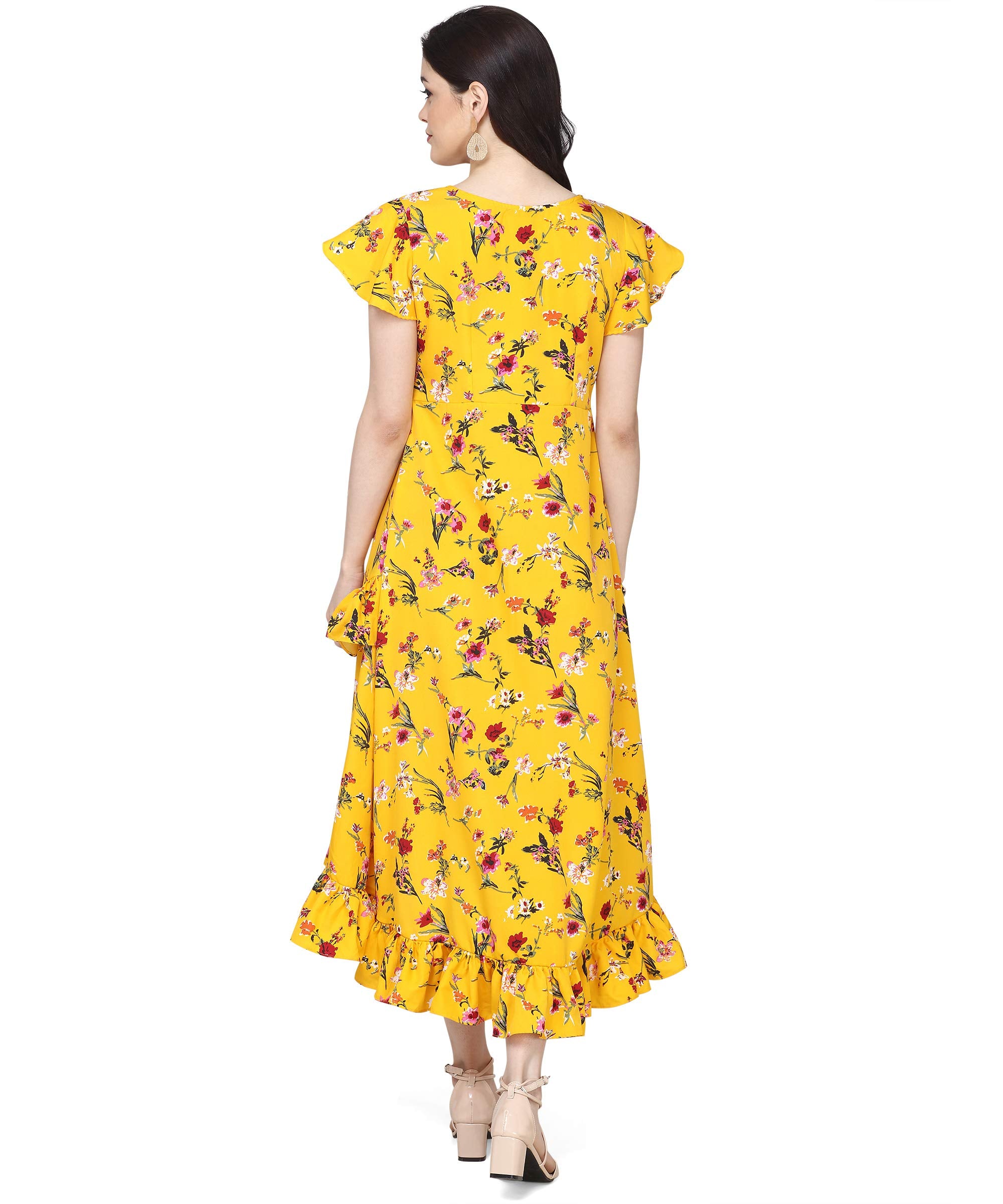 Oomph! Dress For Women Stylish| Summer Vacation Style |Floral Print Wrap Maxi |Lightweight Flared Maxi Dress For Casual & Holida