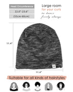 Yanibest 100% Mulberry Silk Lined Sleep Cap Christmas Silk Bonnet for Sleeping - Dark Black Hair Cover Bonnet for Natural Hair A