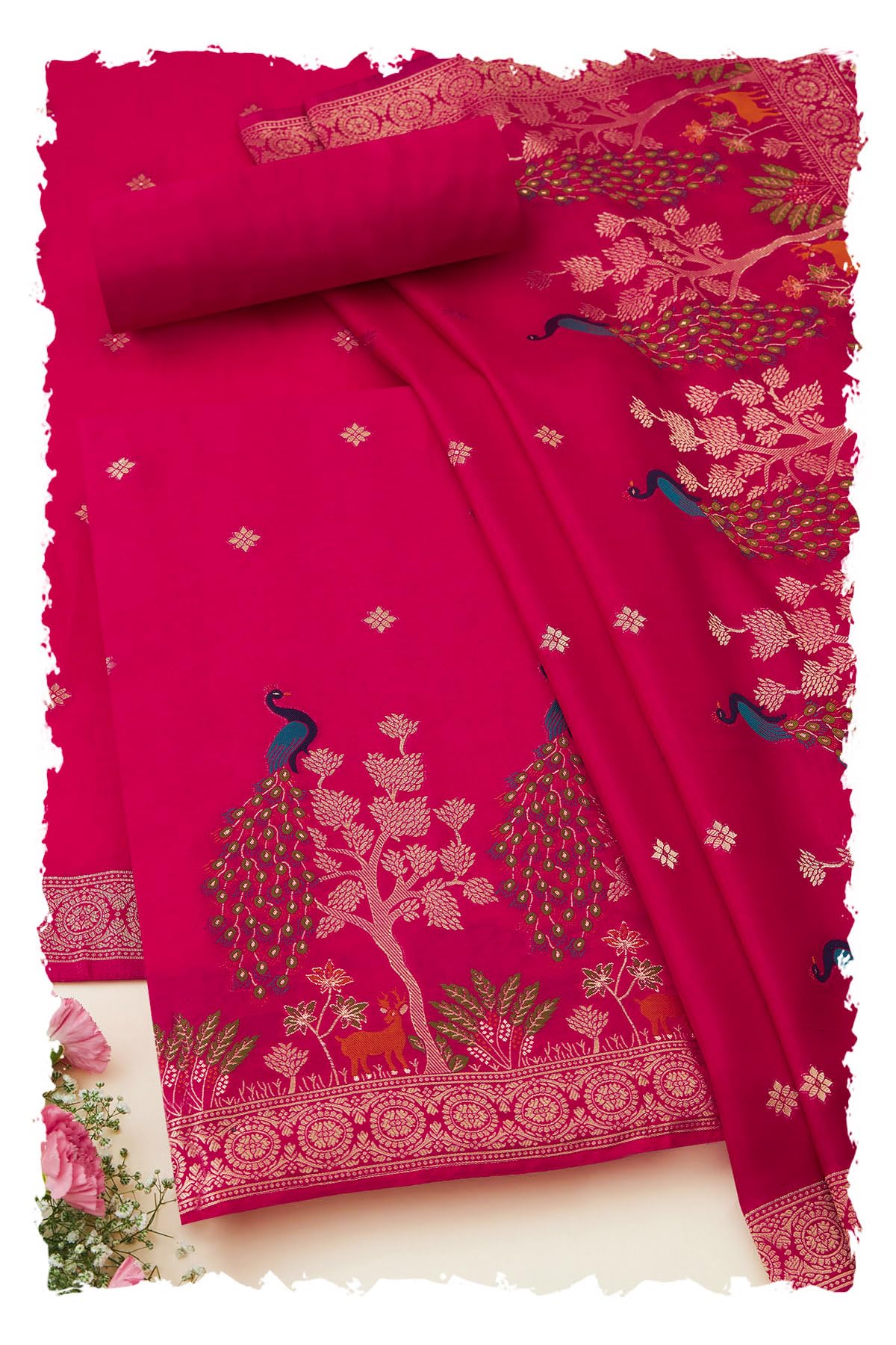 Soch Women Silk Blend Ethnic Motifs Unstitched Dress Material
