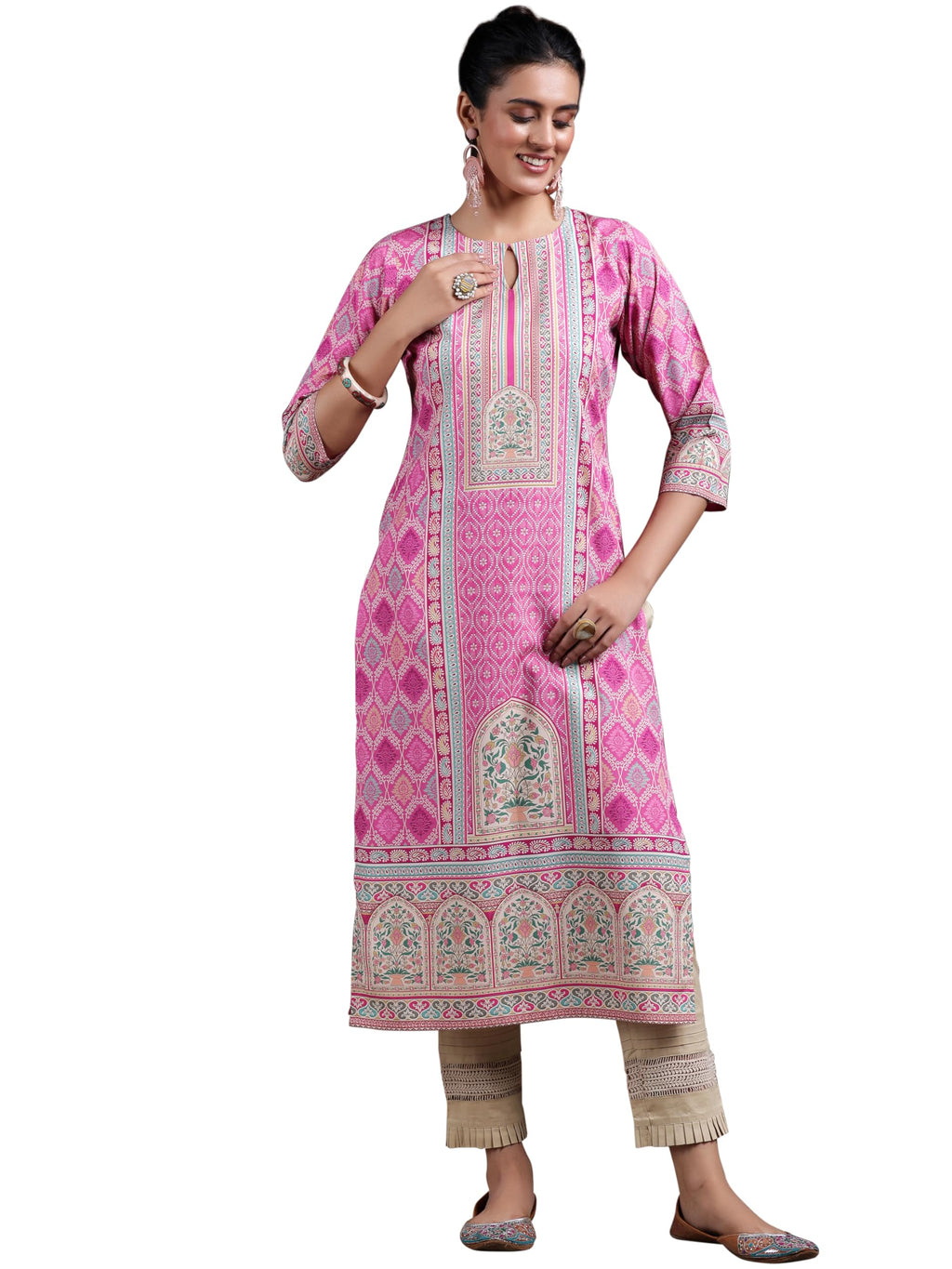 Libas Womens Printed Crepe Straight Kurta For Women