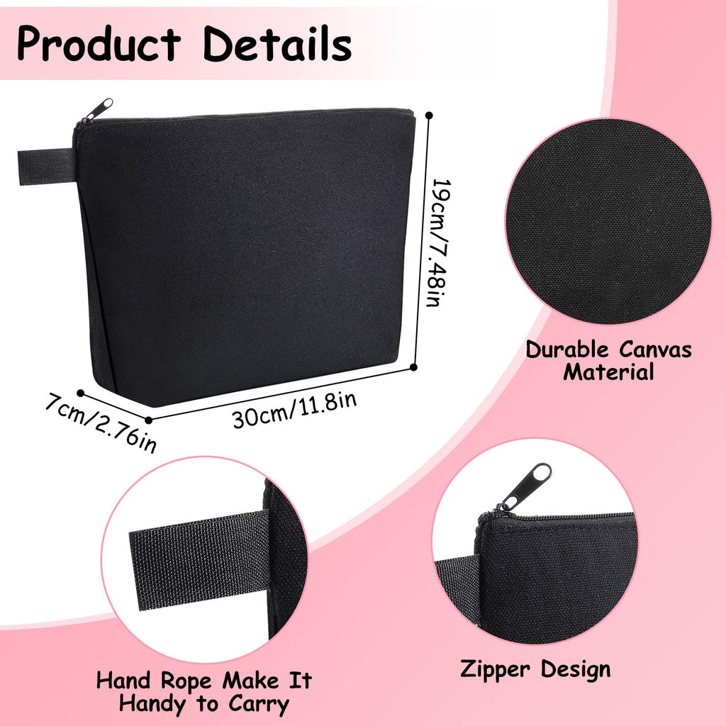 Weewooday 8 Pieces Canvas Cosmetic Bags Plain Makeup Pouch with Zipper Blank DIY Bags for Travel Toiletry Makeup Cosmetic Statio