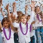 EOBOH Mardi Gras Beads, 12PCS Purple Bead Necklace Party Favors, 33 Bead Necklaces Accessory Set Women Men, Festival Parade Thro