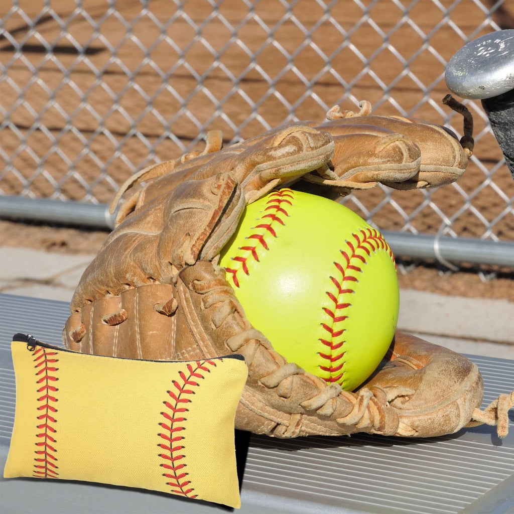 Eccliy 20 Pcs Sport Makeup Bag Sport Cosmetic Bag Canvas Gifts Softball Volleyball Football Baseball Tennis Accessories for Wome