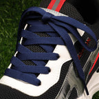 Puzeam Upgrade Tight Weave Flat Shoelaces 28 Colors 5/16 Wide Shoe Laces for Sneakers-Navy Blue-100